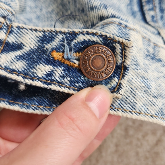 LEVIS 80s acid stone washed denim trucker jacket red tab made in USA XL - Picture 10 of 13